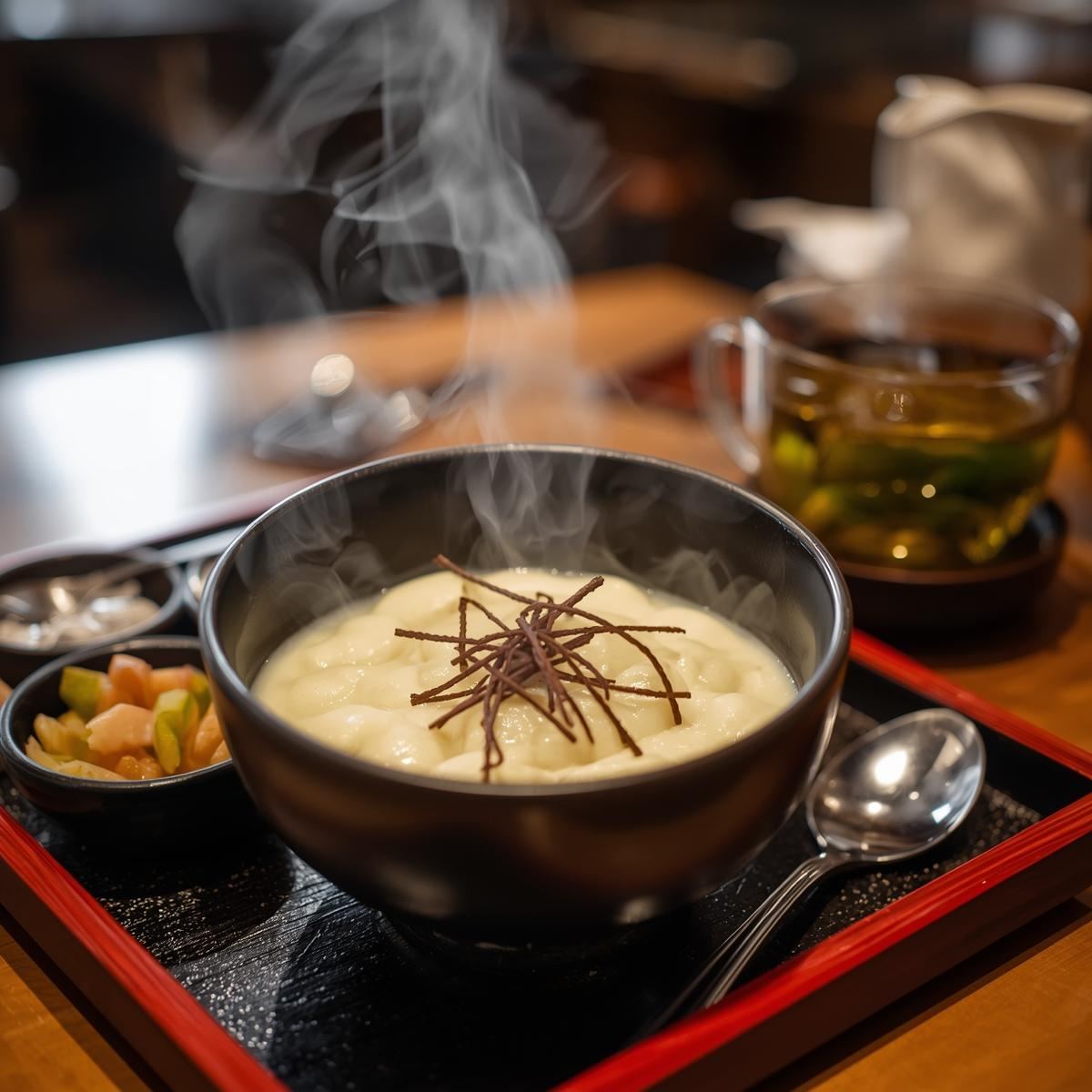 Chawanmushi served hot with a spoon and light sides