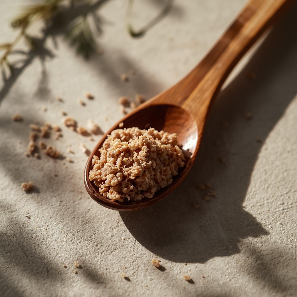 Small spoon of lamb macun paste