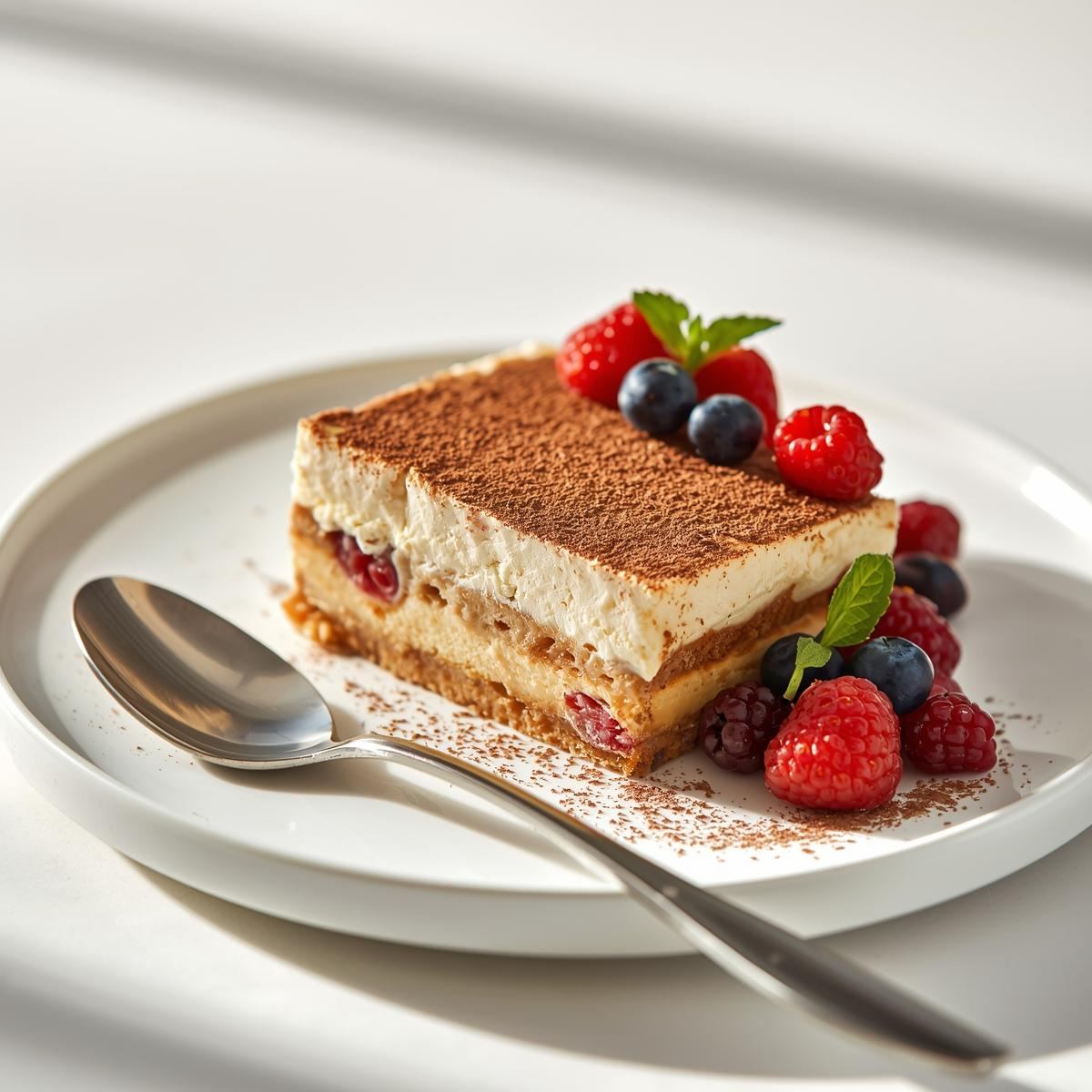 Small portion of tiramisu served